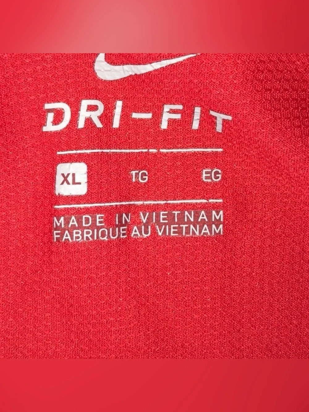 Nike Red Short Sleeve Dri-FIT Tee with Black/Blue Swoosh